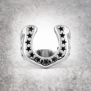 ring horseshoe silver front pirateringz