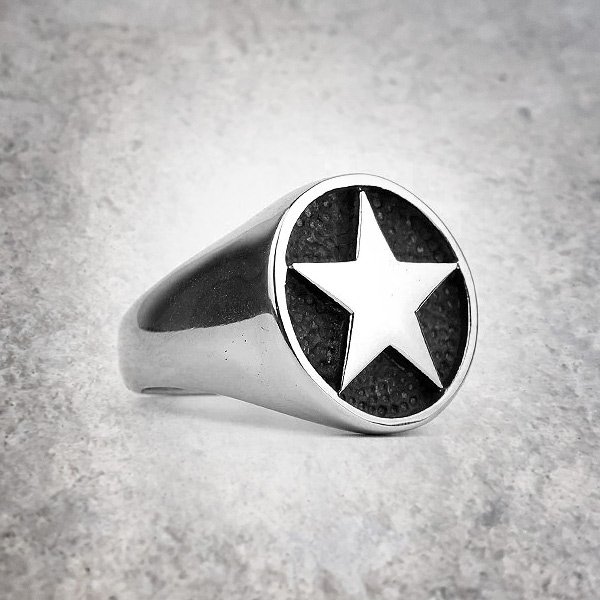 Side view of Lucky Pentagon Star Ring – Silver, featuring star design, stainless steel