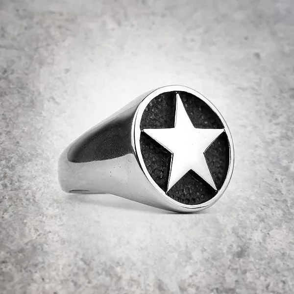 Side view of Lucky Pentagon Star Ring β Silver, featuring star design, stainless steel