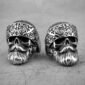 Pair of Baba Beard Skull Rings – Black, with intricate bandana details, stainless steel